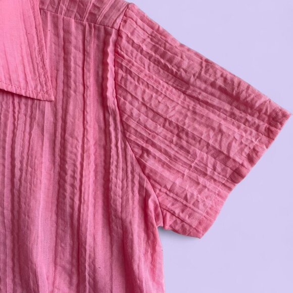 Vintage Pink Pleated Button-Up Blouse – Size M – Christopher & Banks - Picture 3 of 8